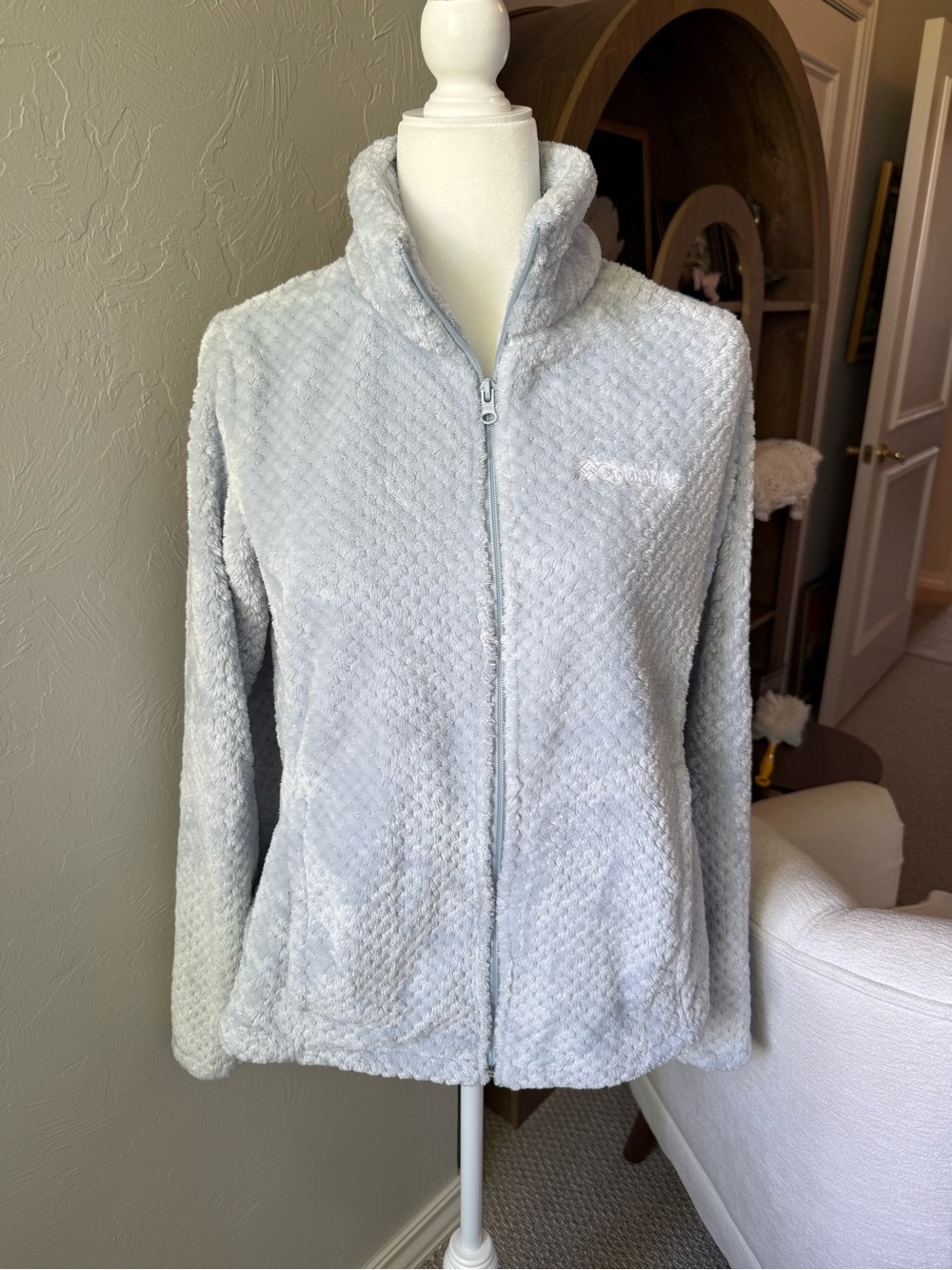 Columbia Women’s M Slate Blue Plush Fleece Full Zip Jacket Cozy Sherpa
